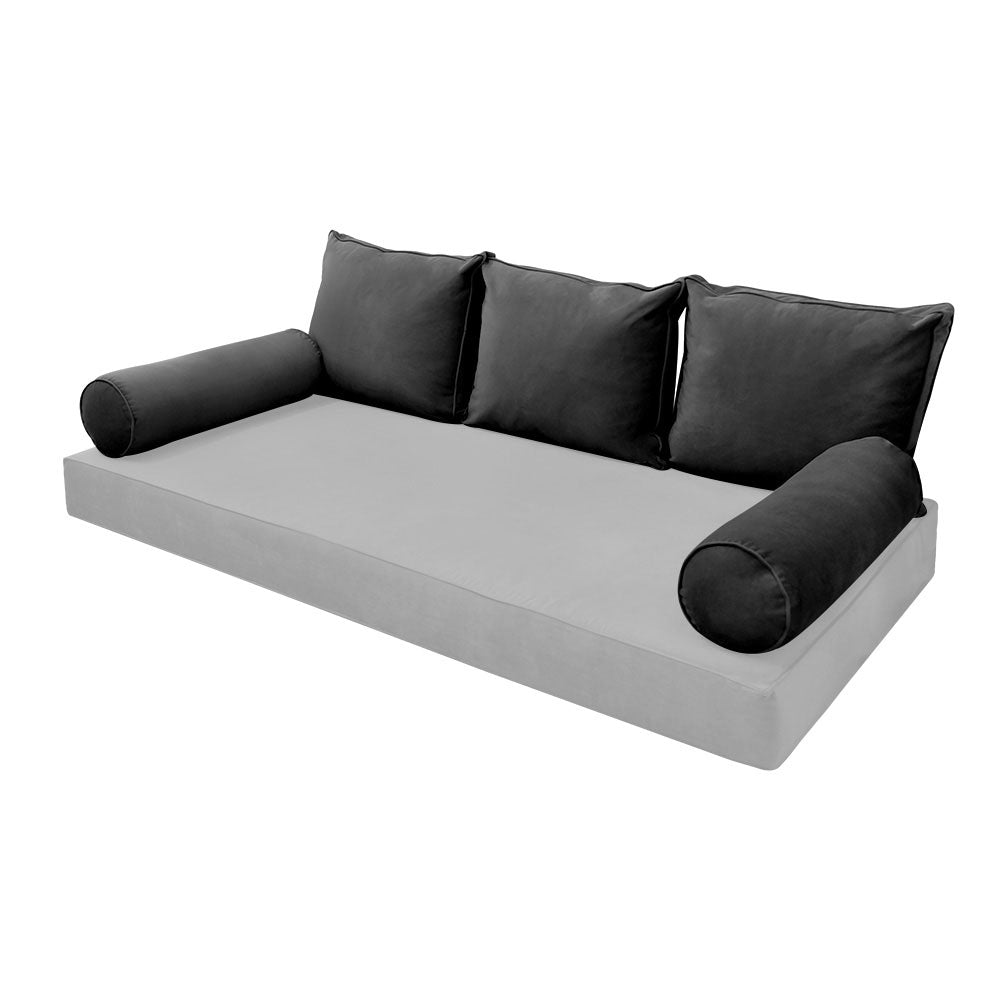 STYLE V3 - Velvet Indoor Daybed Bolster Backrest Cushion Pillow |COVERS ONLY|