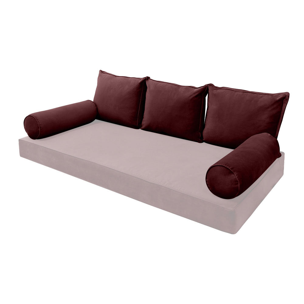 STYLE V3 - Velvet Indoor Daybed Bolster Backrest Cushion Pillow |COVERS ONLY|