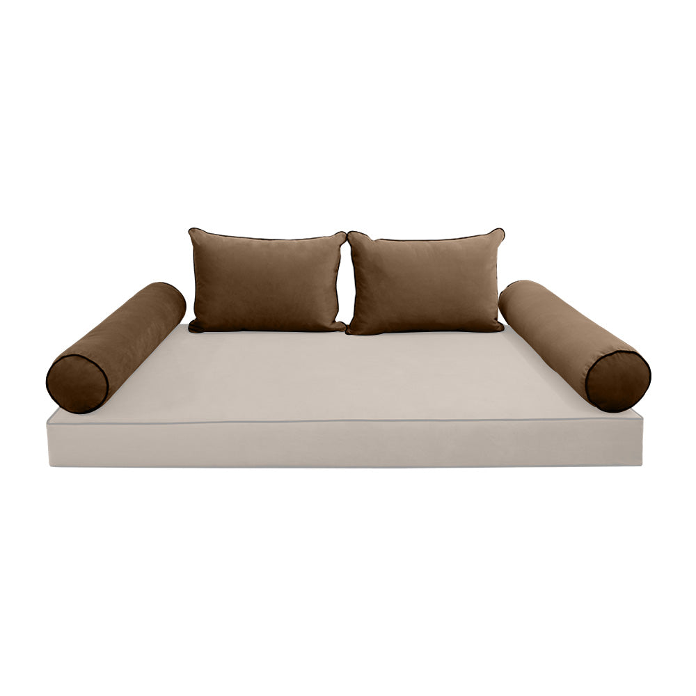 STYLE V4 - Velvet Indoor Daybed Bolster Backrest Cushion Pillow |COVERS ONLY|
