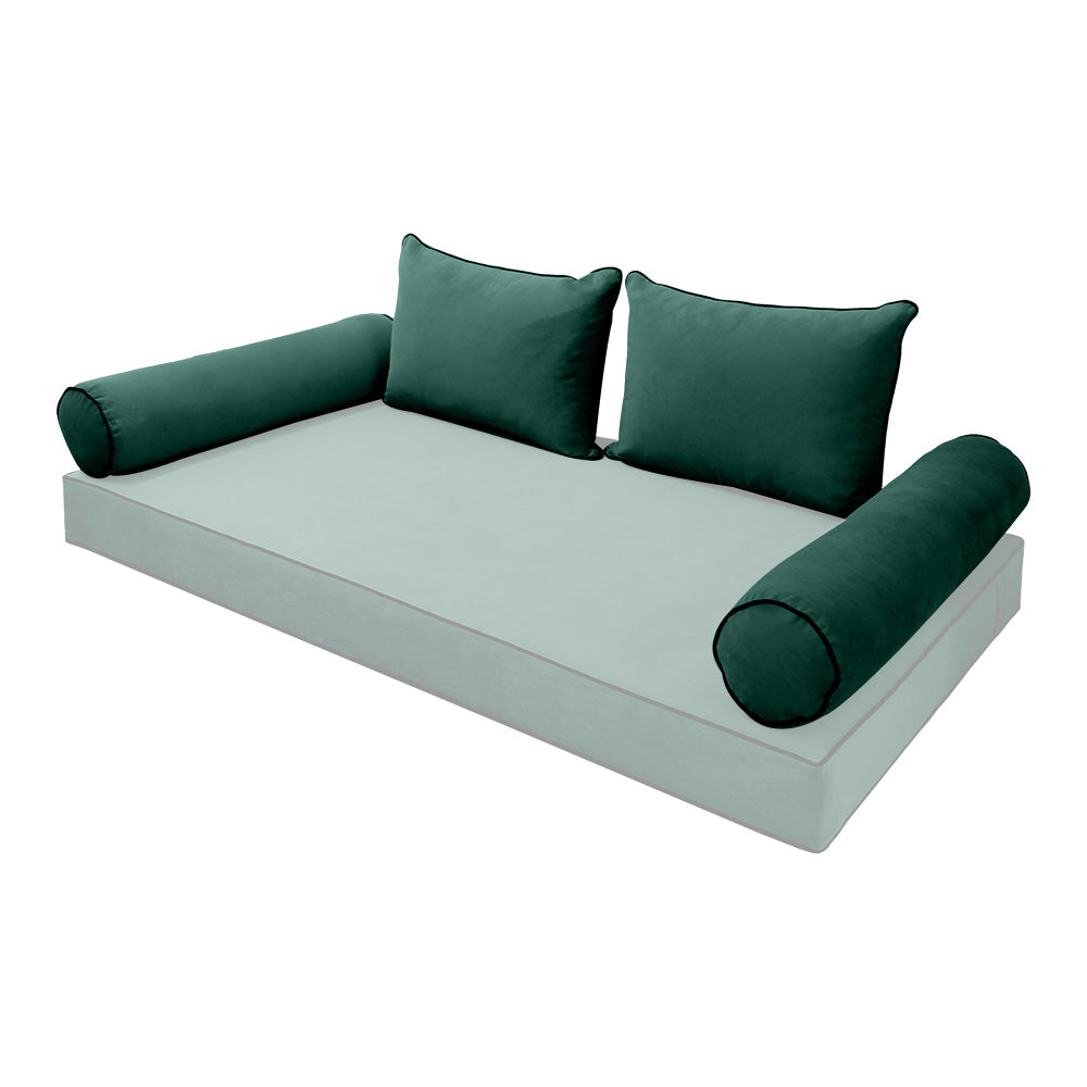 STYLE V4 - Velvet Indoor Daybed Bolster Backrest Cushion Pillow |COVERS ONLY|