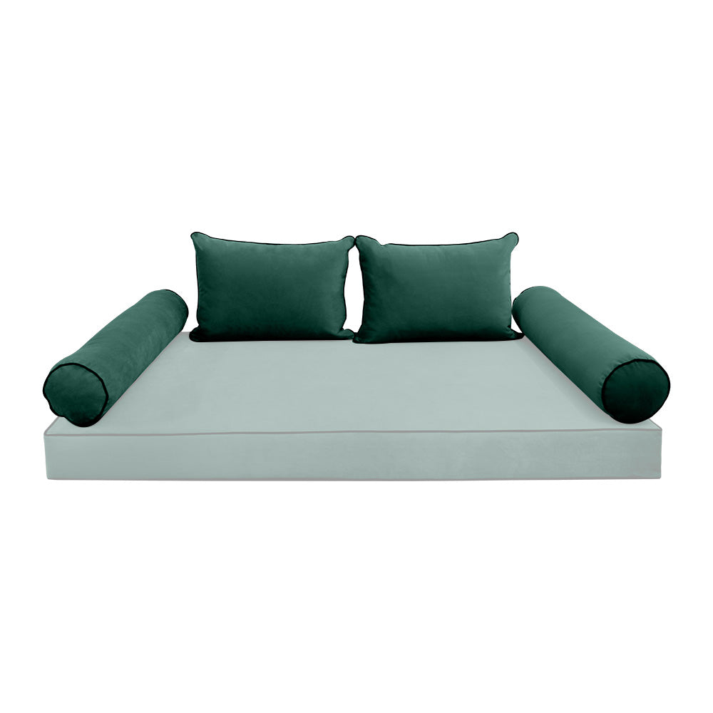STYLE V4 - Velvet Indoor Daybed Bolster Backrest Cushion Pillow |COVERS ONLY|