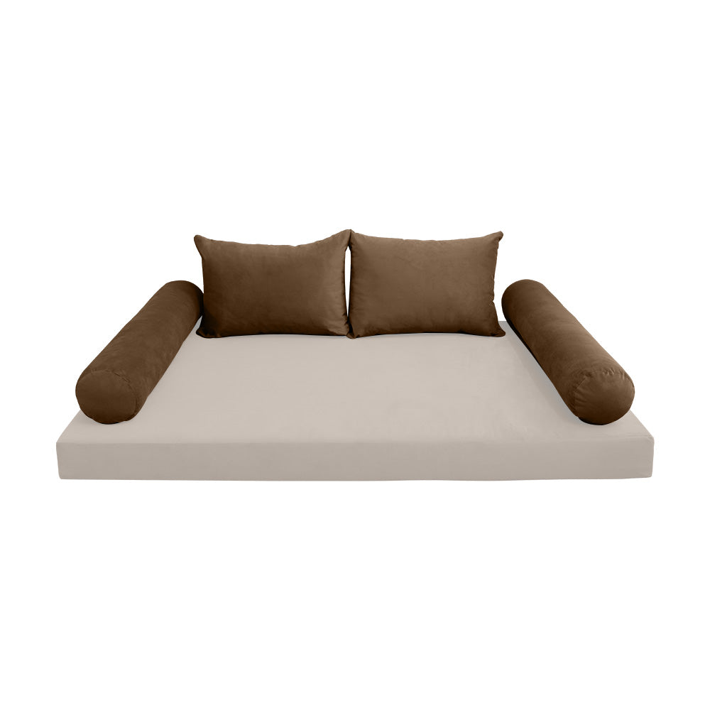 STYLE V4 - Velvet Indoor Daybed Bolster Backrest Cushion Pillow |COVERS ONLY|
