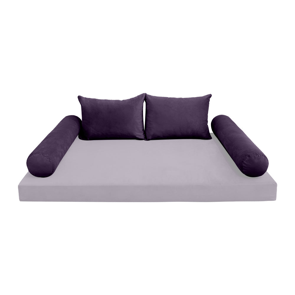 STYLE V4 - Velvet Indoor Daybed Bolster Backrest Cushion Pillow |COVERS ONLY|