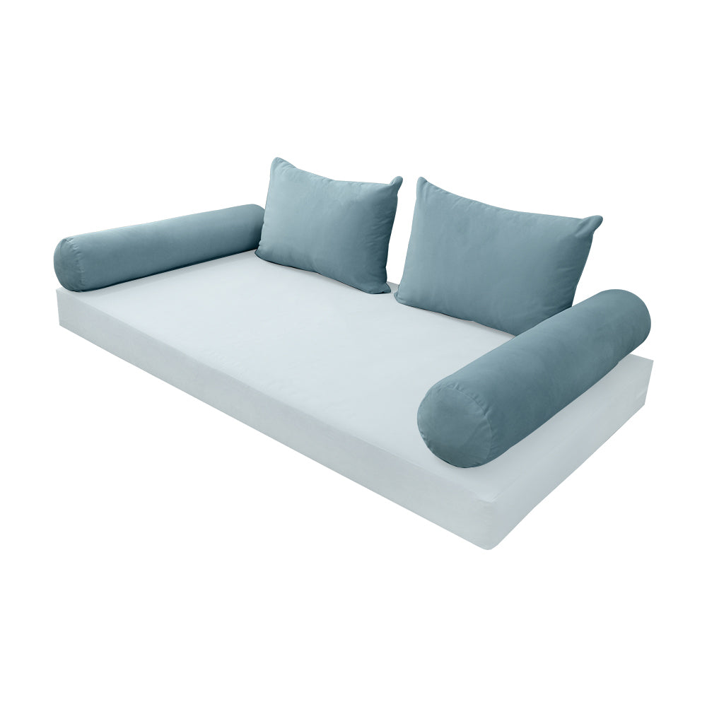 STYLE V4 - Velvet Indoor Daybed Bolster Backrest Cushion Pillow |COVERS ONLY|