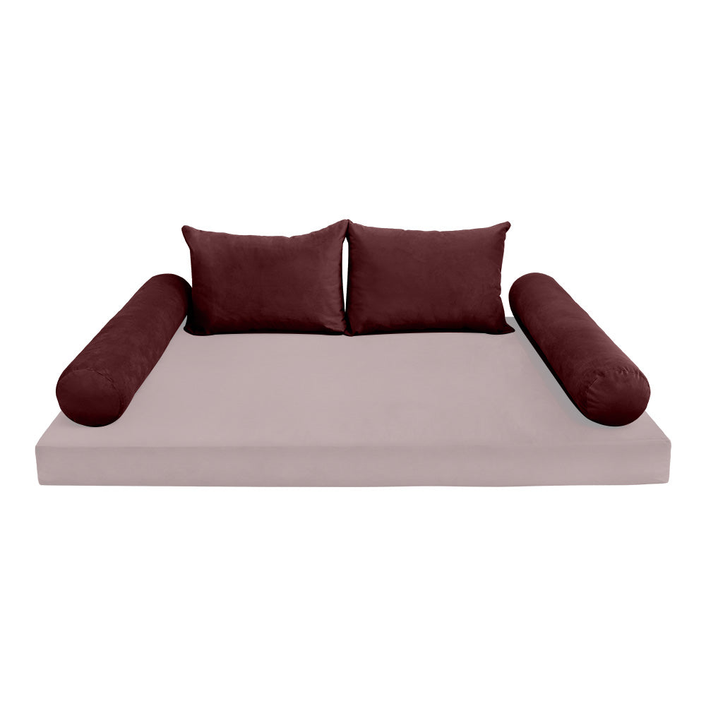 STYLE V4 - Velvet Indoor Daybed Bolster Backrest Cushion Pillow |COVERS ONLY|
