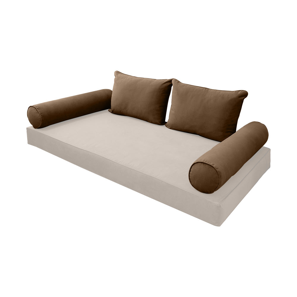 STYLE V4 - Velvet Indoor Daybed Bolster Backrest Cushion Pillow |COVERS ONLY|