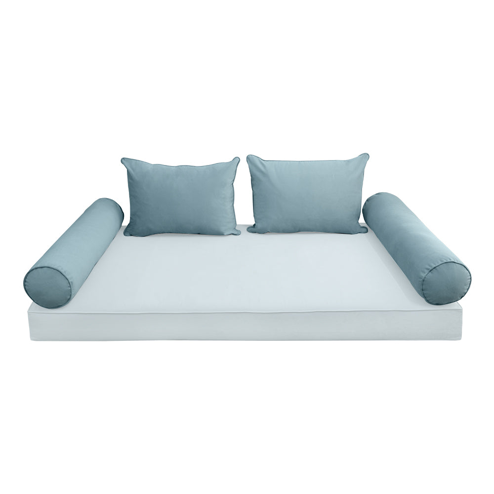 STYLE V4 - Velvet Indoor Daybed Bolster Backrest Cushion Pillow |COVERS ONLY|