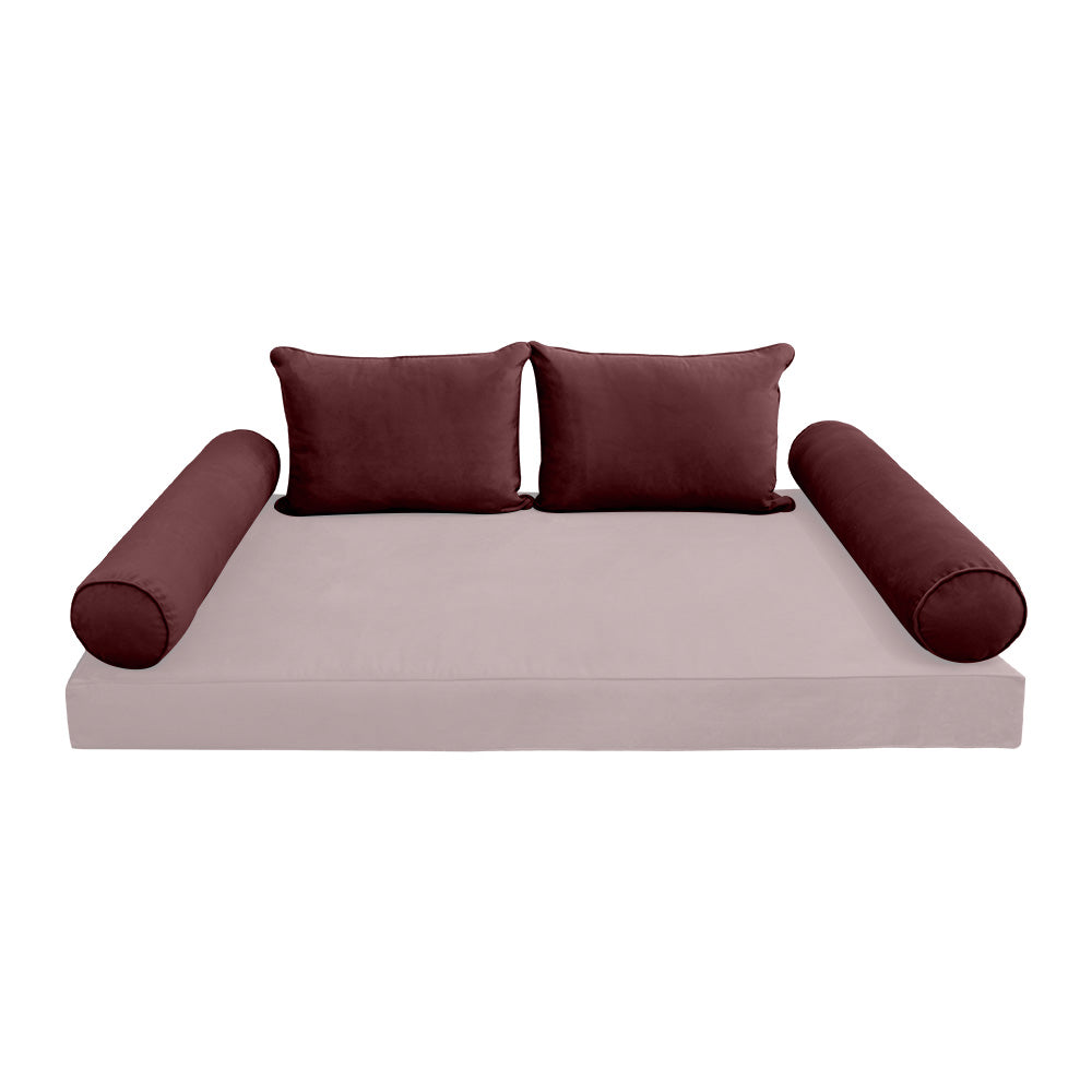 STYLE V4 - Velvet Indoor Daybed Bolster Backrest Cushion Pillow |COVERS ONLY|