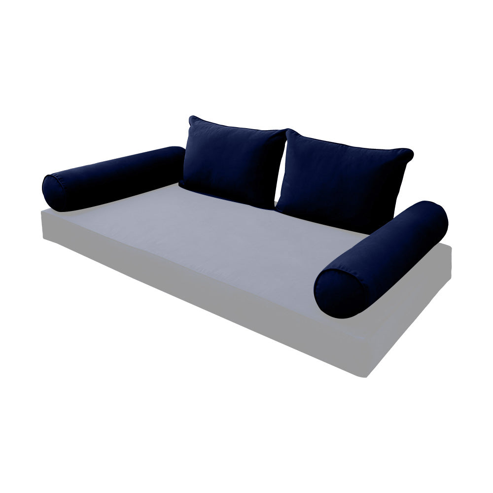 STYLE V4 - Velvet Indoor Daybed Bolster Backrest Cushion Pillow |COVERS ONLY|