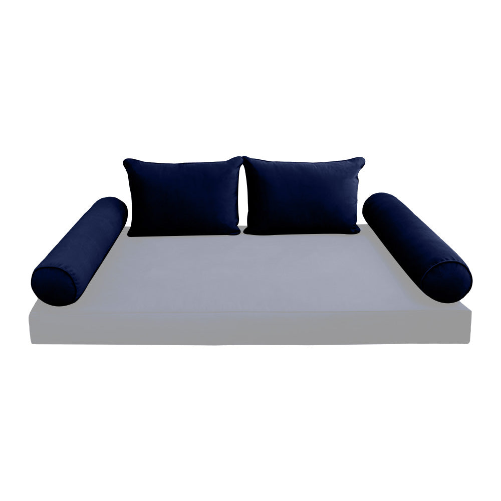 STYLE V4 - Velvet Indoor Daybed Bolster Backrest Cushion Pillow |COVERS ONLY|