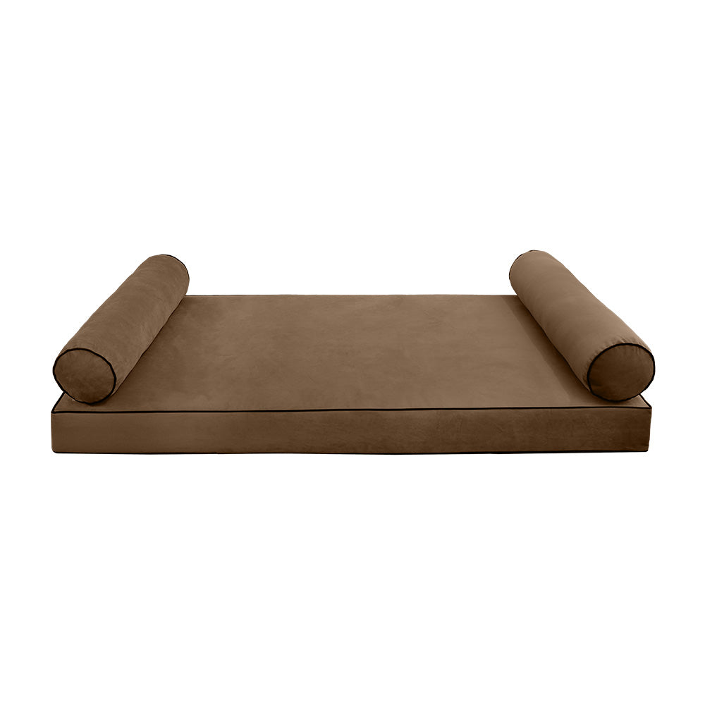 STYLE V5 - Velvet Indoor Daybed Mattress Bolster Cushion Pillow Complete Set