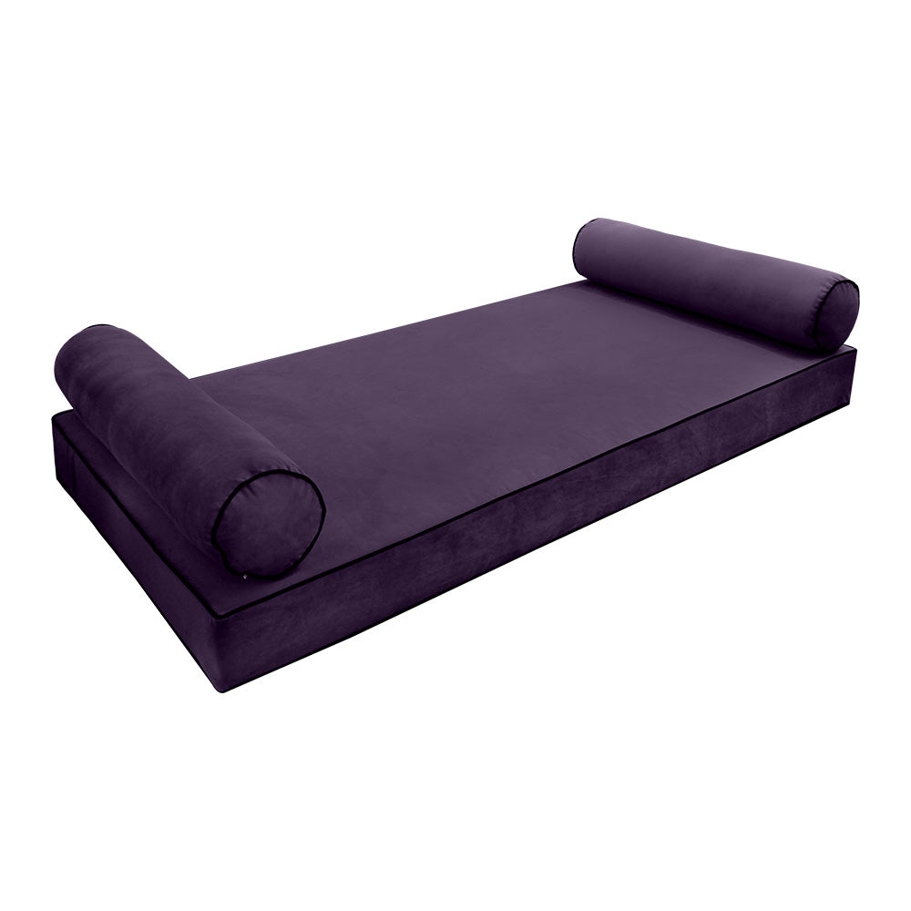STYLE V5 - Velvet Indoor Daybed Mattress Bolster Cushion Pillow Complete Set