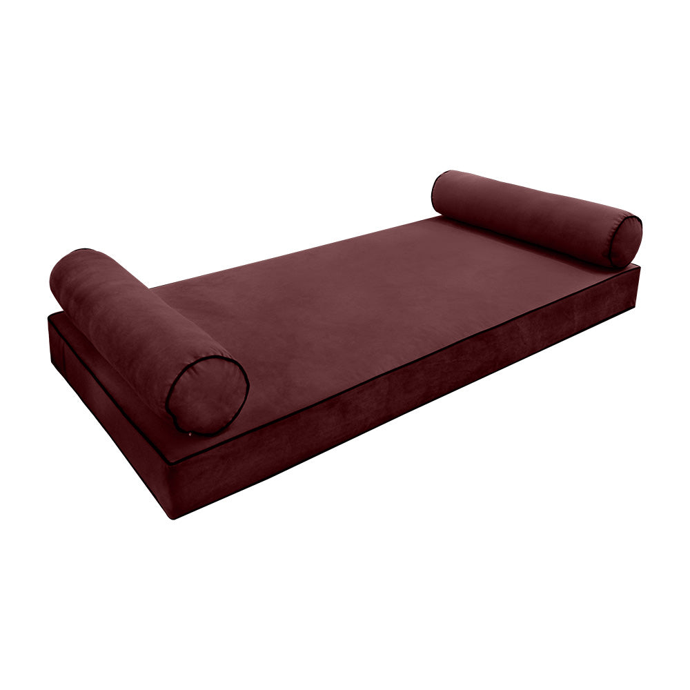STYLE V5 - Velvet Indoor Daybed Mattress Bolster Cushion Pillow Complete Set
