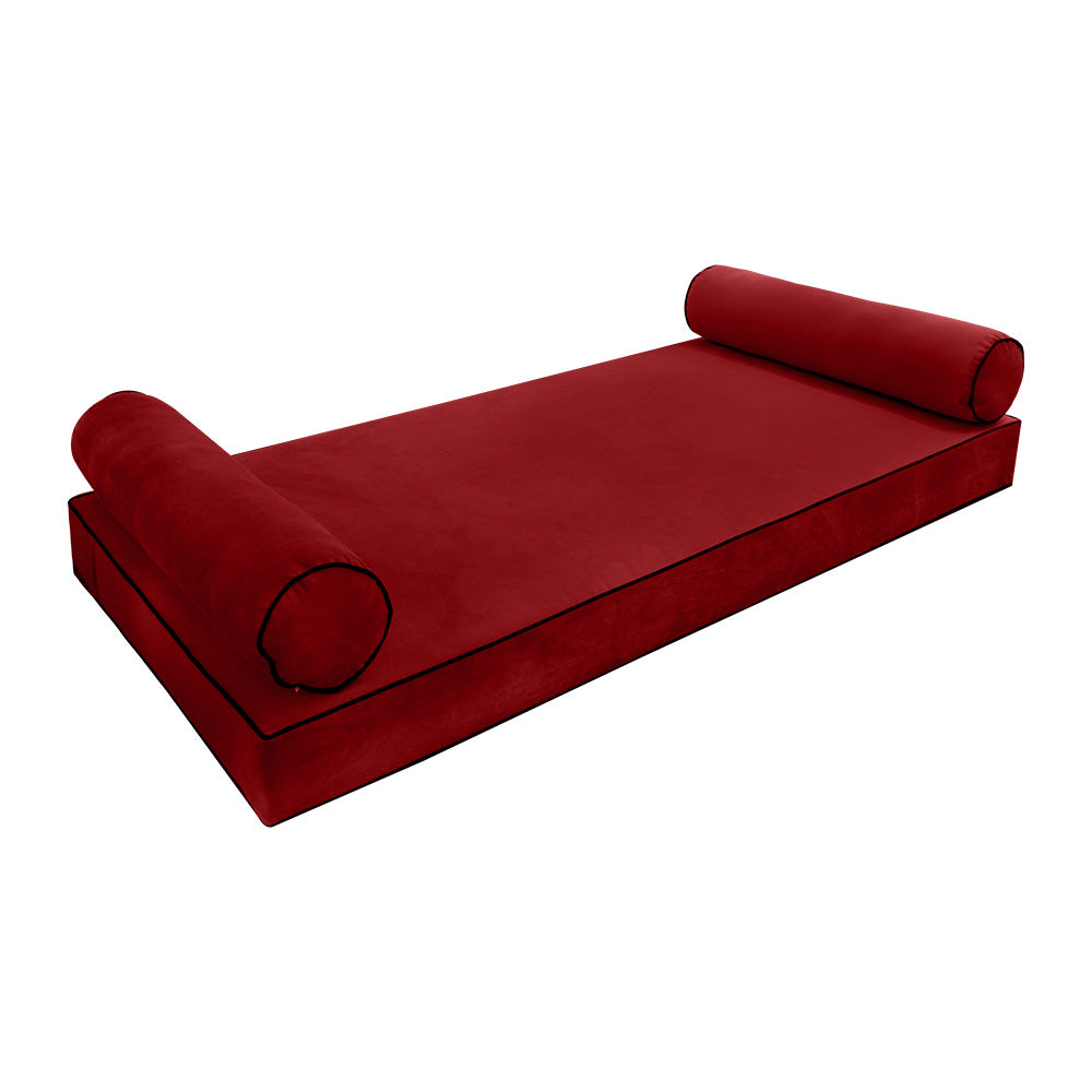 STYLE V5 - Velvet Indoor Daybed Mattress Bolster Cushion Pillow Complete Set