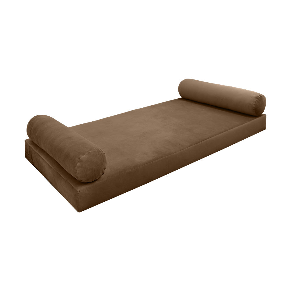 STYLE V5 - Velvet Indoor Daybed Mattress Bolster Cushion Pillow Complete Set