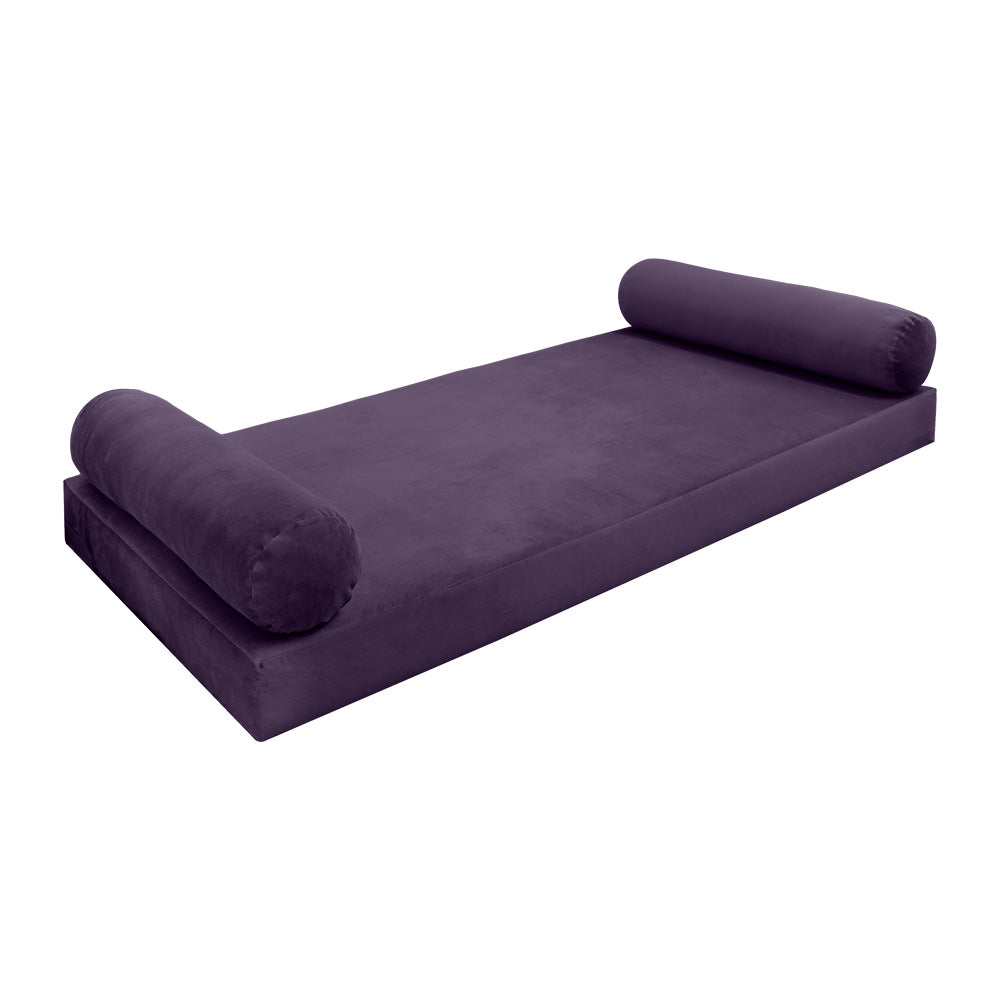 STYLE V5 - Velvet Indoor Daybed Mattress Bolster Cushion Pillow Complete Set