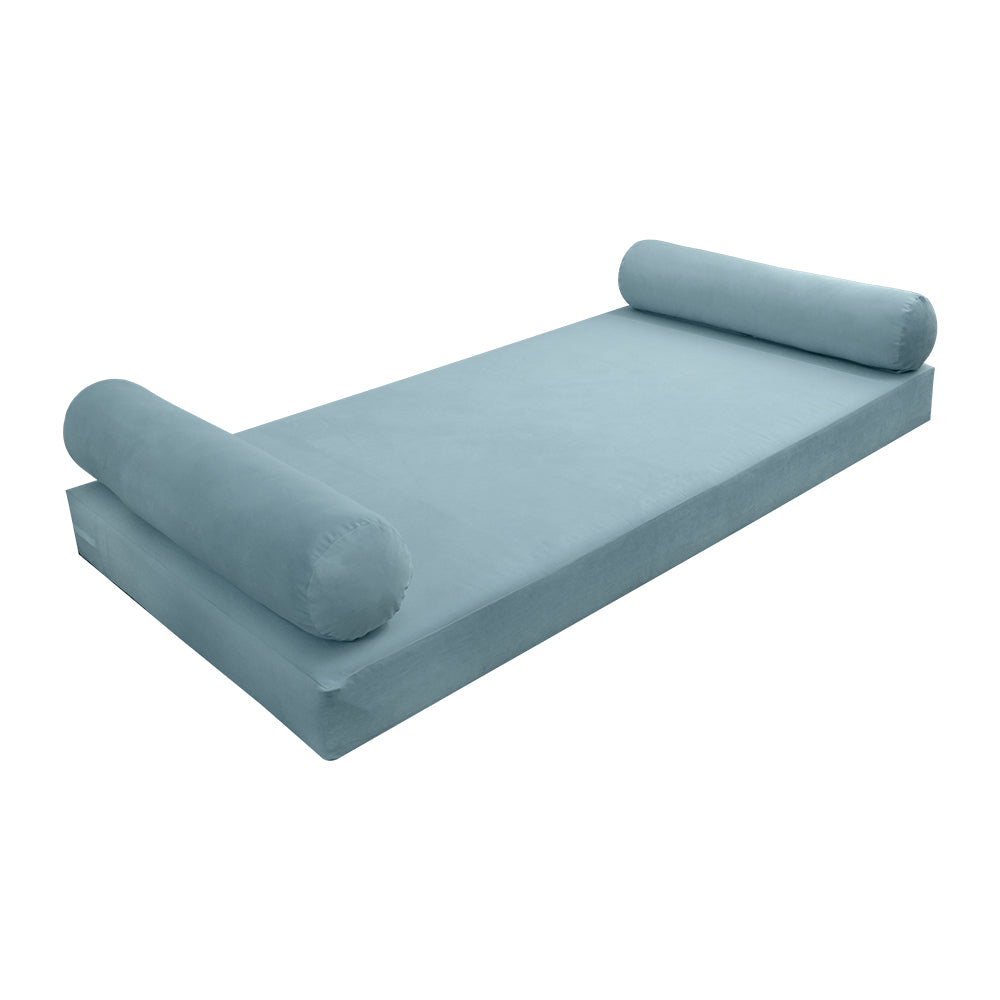 STYLE V5 - Velvet Indoor Daybed Mattress Bolster Cushion Pillow Complete Set