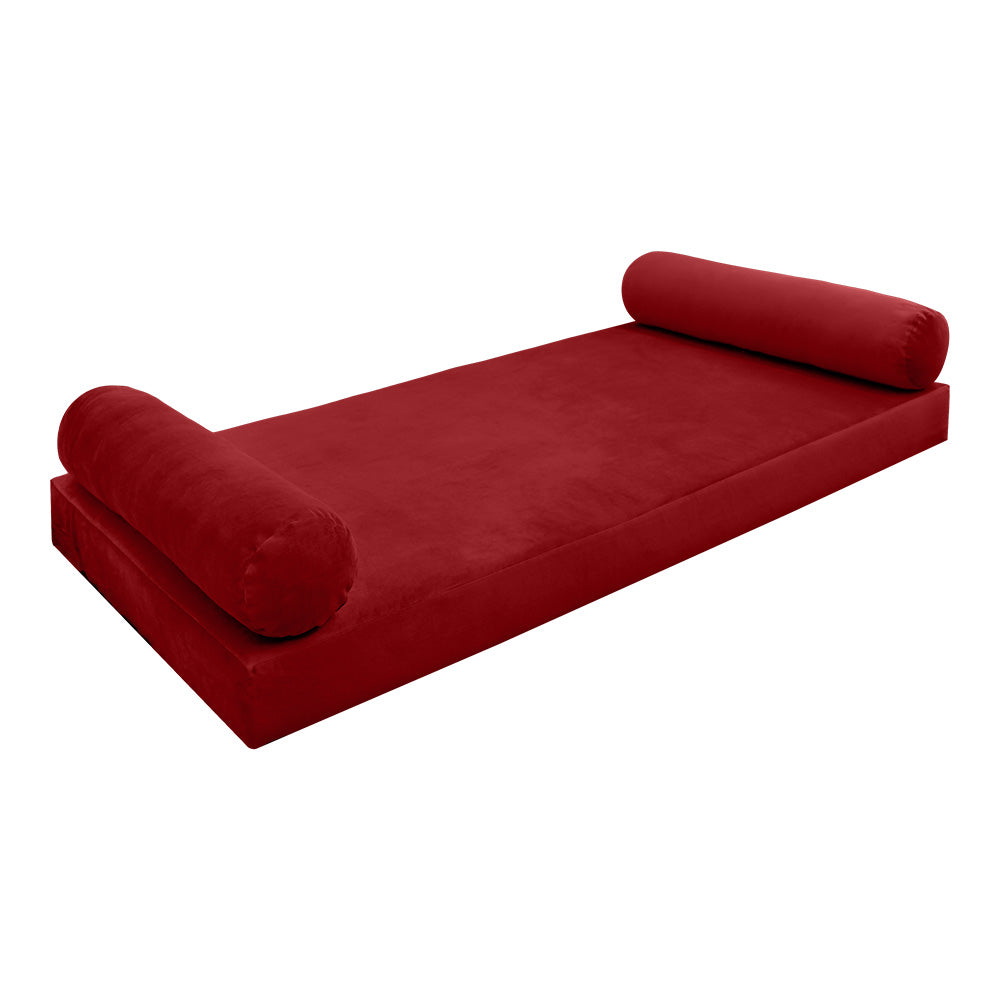 STYLE V5 - Velvet Indoor Daybed Mattress Bolster Cushion Pillow Complete Set