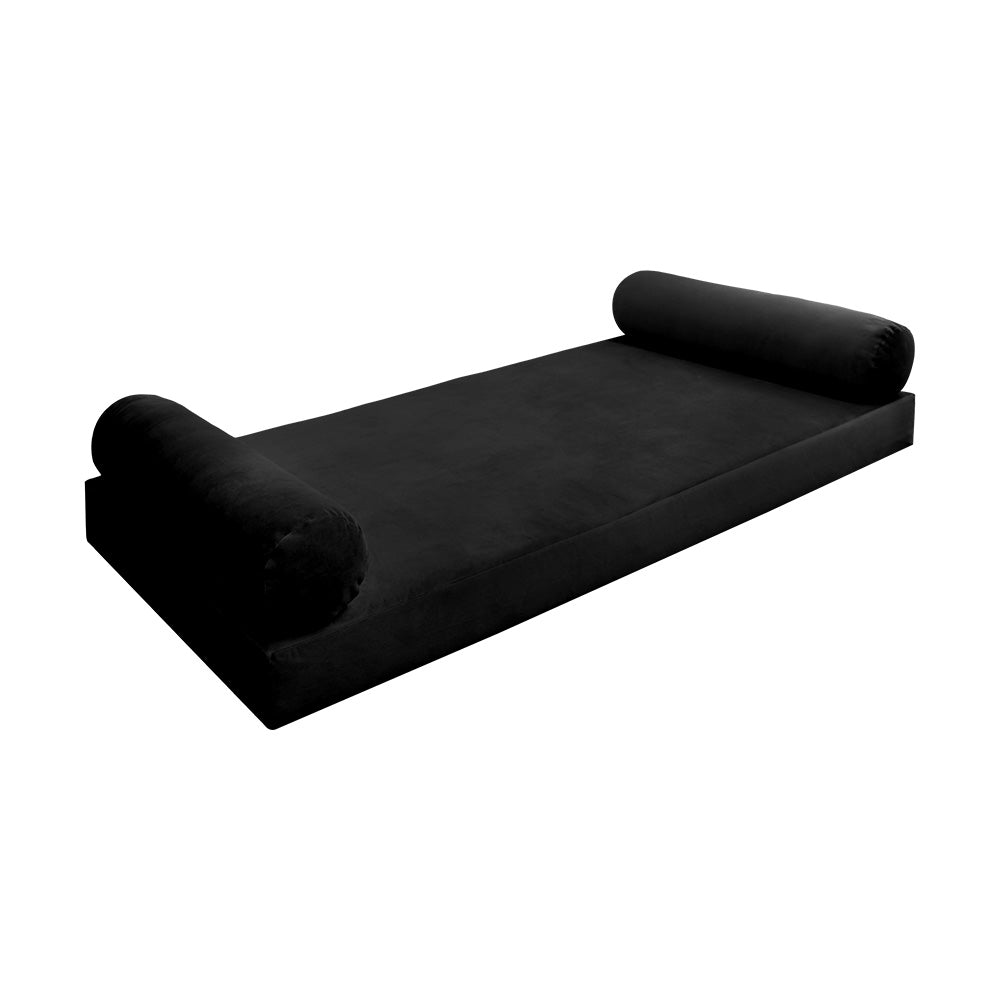 STYLE V5 - Velvet Indoor Daybed Mattress Bolster Cushion Pillow Complete Set