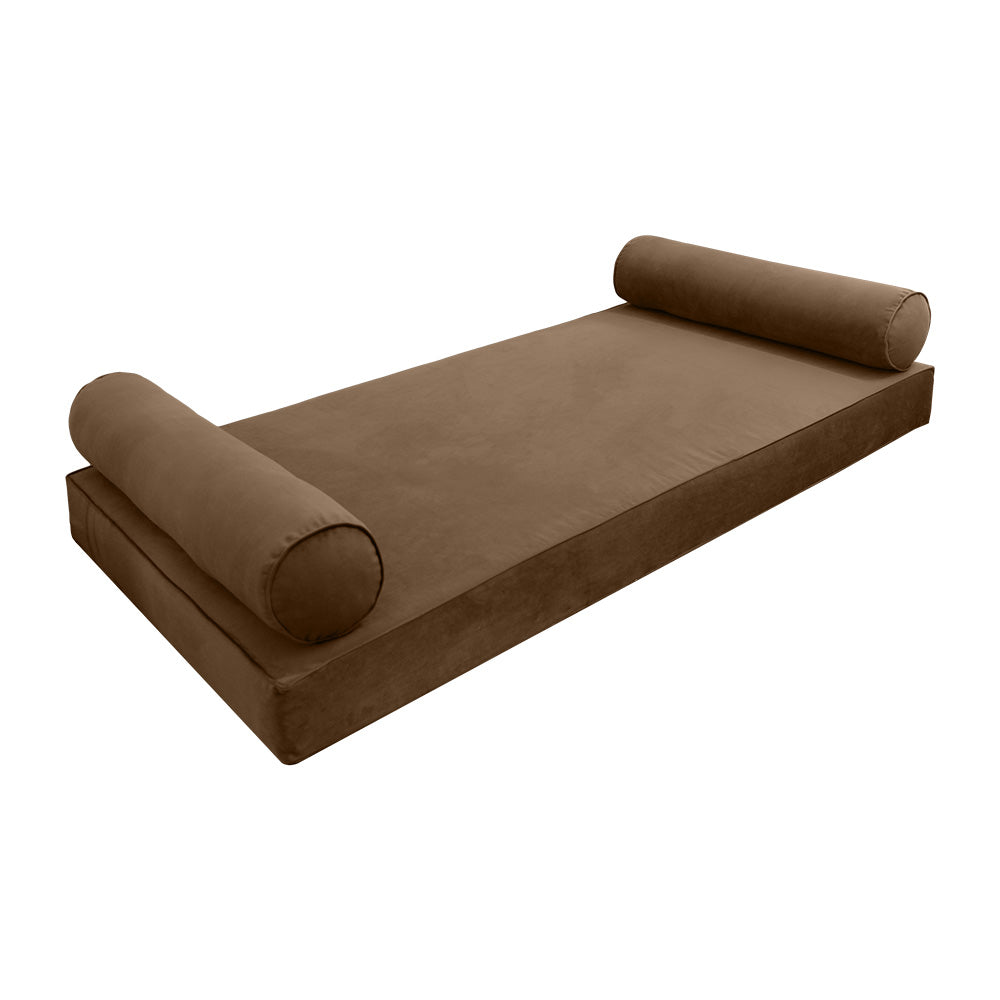 STYLE V5 - Velvet Indoor Daybed Mattress Bolster Cushion Pillow Complete Set