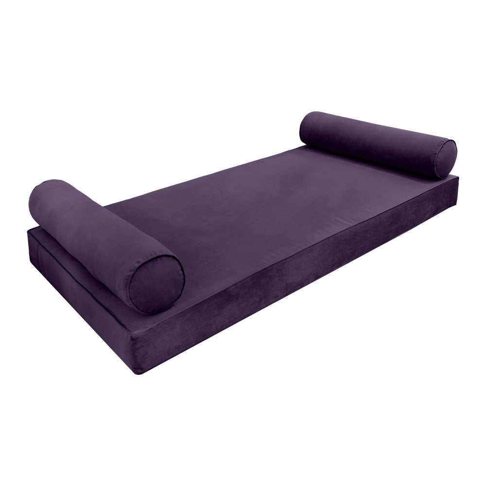 STYLE V5 - Velvet Indoor Daybed Mattress Bolster Cushion Pillow Complete Set