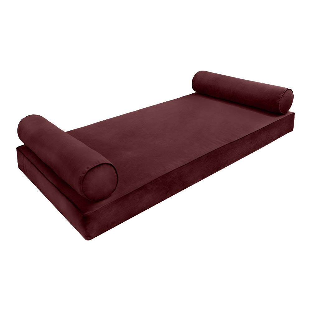 STYLE V5 - Velvet Indoor Daybed Mattress Bolster Cushion Pillow Complete Set