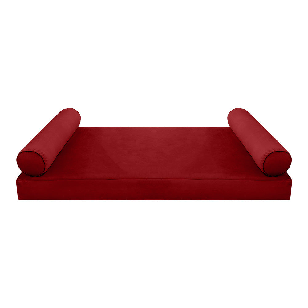 STYLE V5 - Velvet Indoor Daybed Mattress Bolster Cushion Pillow Complete Set