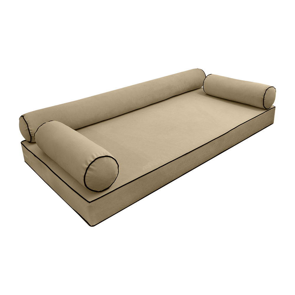 STYLE V6 - Velvet Indoor Daybed Mattress Bolster Cushion Pillow Complete Set