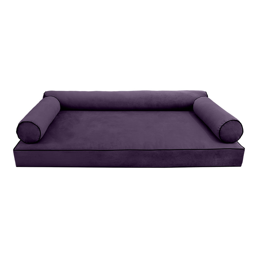 STYLE V6 - Velvet Indoor Daybed Mattress Bolster Cushion Pillow Complete Set