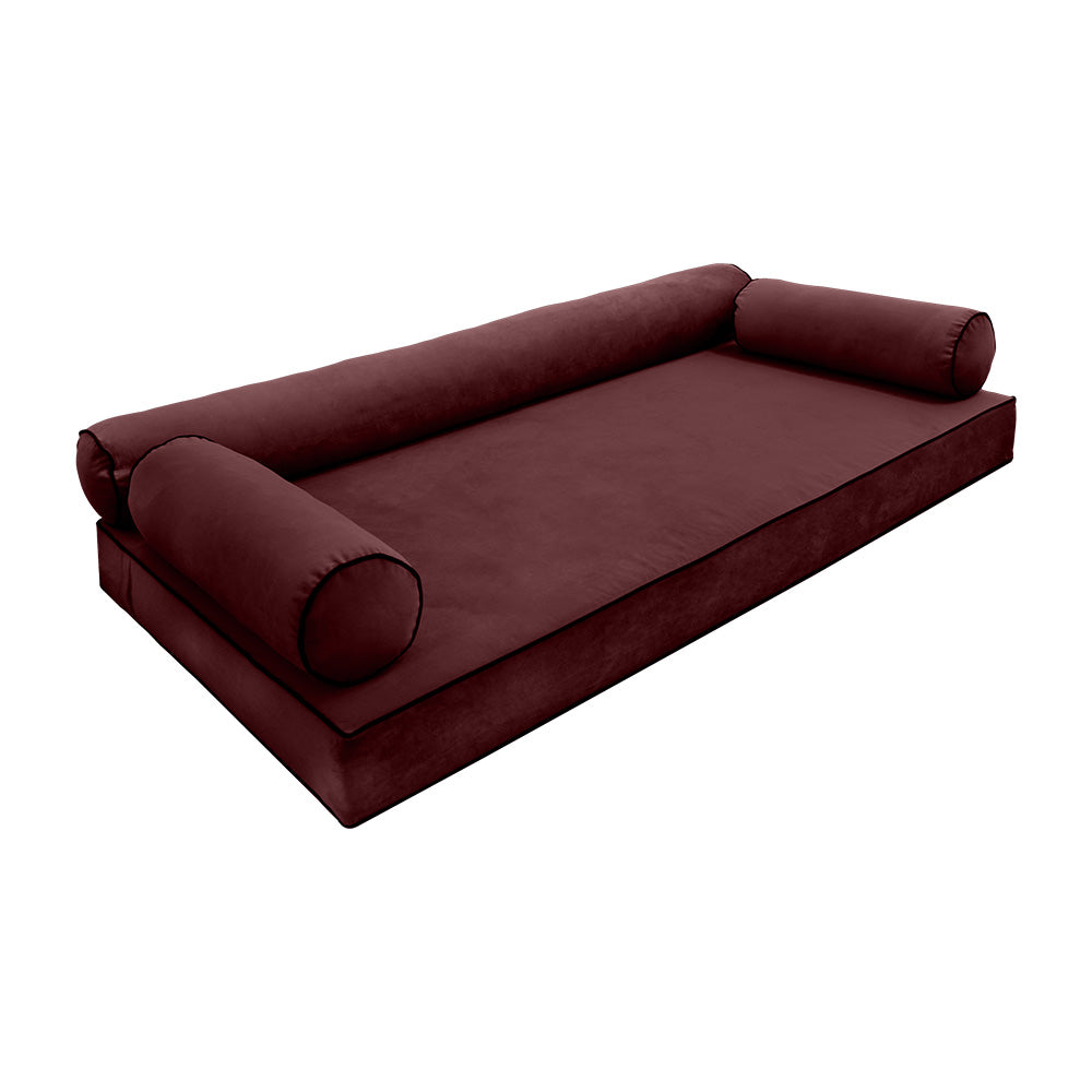 STYLE V6 - Velvet Indoor Daybed Mattress Bolster Cushion Pillow Complete Set