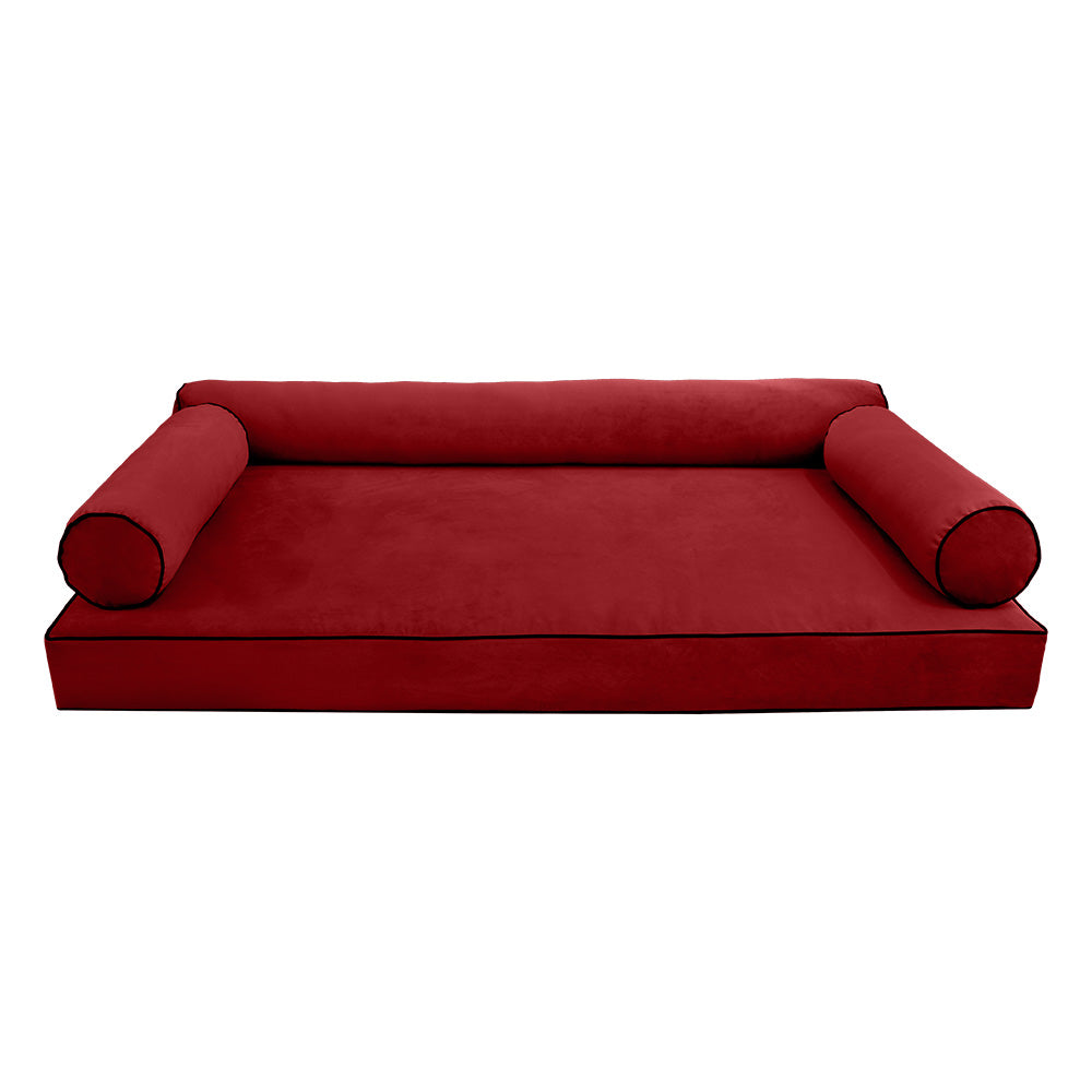 STYLE V6 - Velvet Indoor Daybed Mattress Bolster Cushion Pillow Complete Set