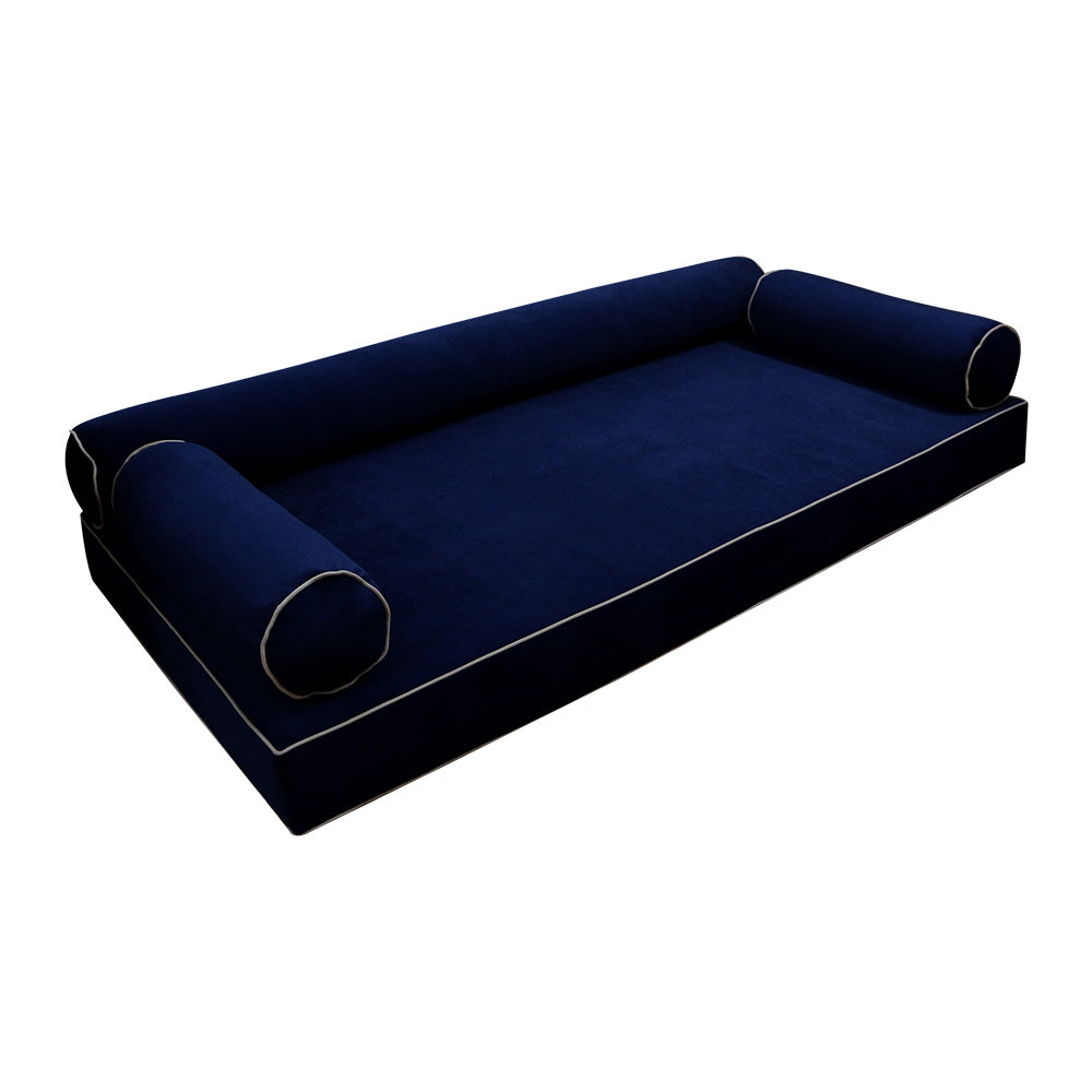STYLE V6 - Velvet Indoor Daybed Mattress Bolster Cushion Pillow Complete Set