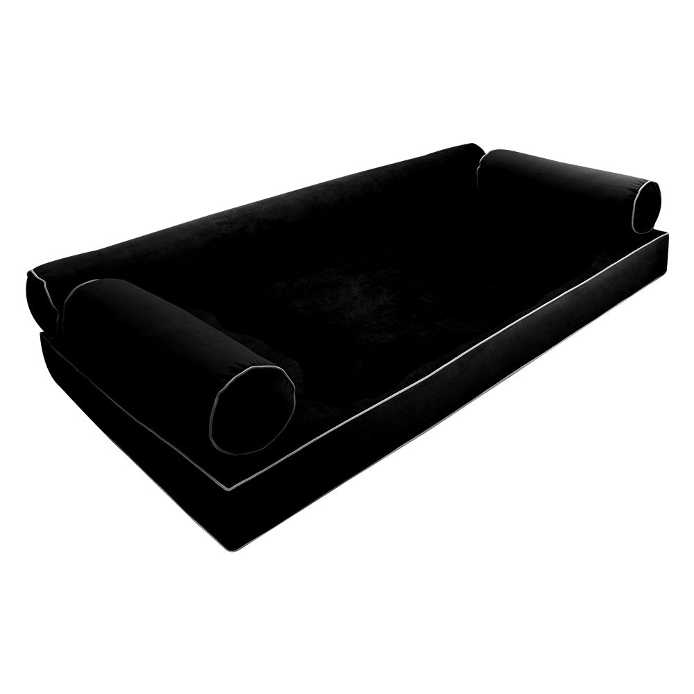 STYLE V6 - Velvet Indoor Daybed Mattress Bolster Cushion Pillow Complete Set