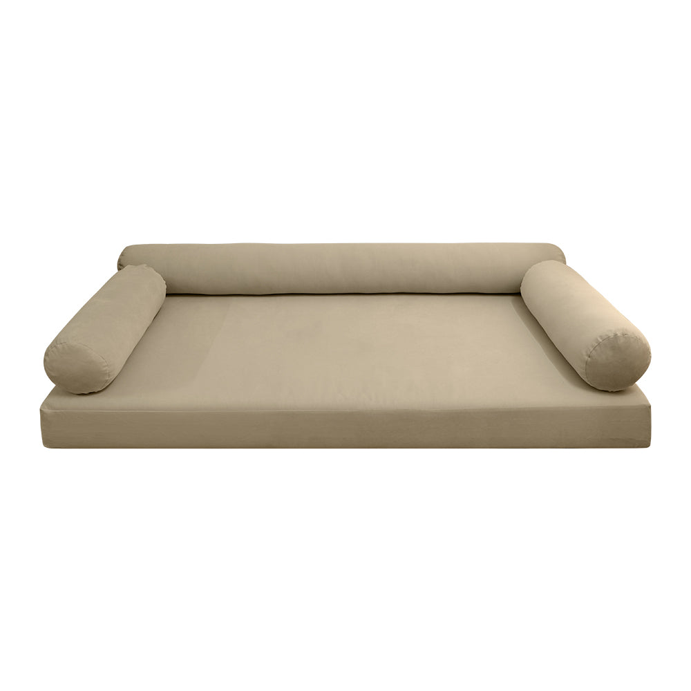 STYLE V6 - Velvet Indoor Daybed Mattress Bolster Cushion Pillow Complete Set