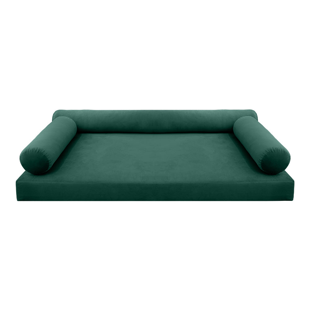 STYLE V6 - Velvet Indoor Daybed Mattress Bolster Pillow |COVERS ONLY|