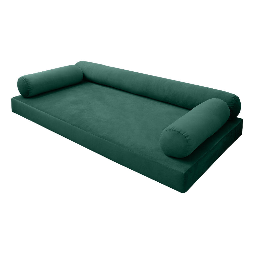 STYLE V6 - Velvet Indoor Daybed Mattress Bolster Pillow |COVERS ONLY|