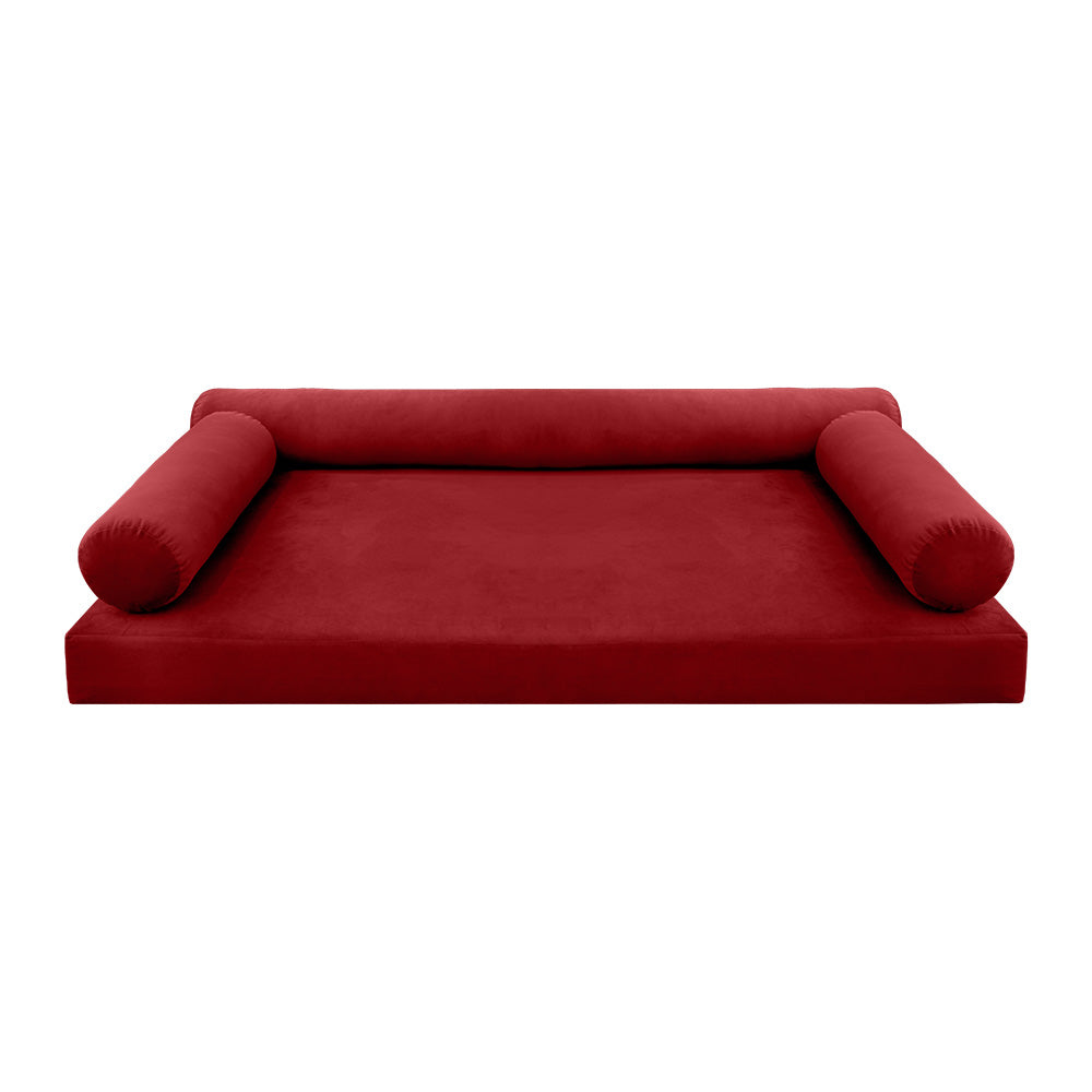 STYLE V6 - Velvet Indoor Daybed Mattress Bolster Cushion Pillow Complete Set
