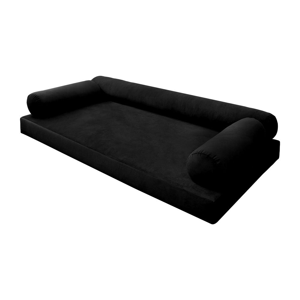 STYLE V6 - Velvet Indoor Daybed Mattress Bolster Pillow |COVERS ONLY|
