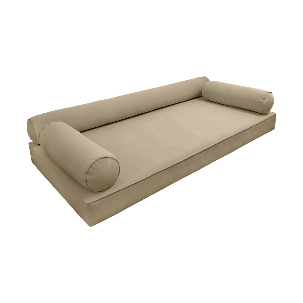 STYLE V6 - Velvet Indoor Daybed Mattress Bolster Cushion Pillow Complete Set