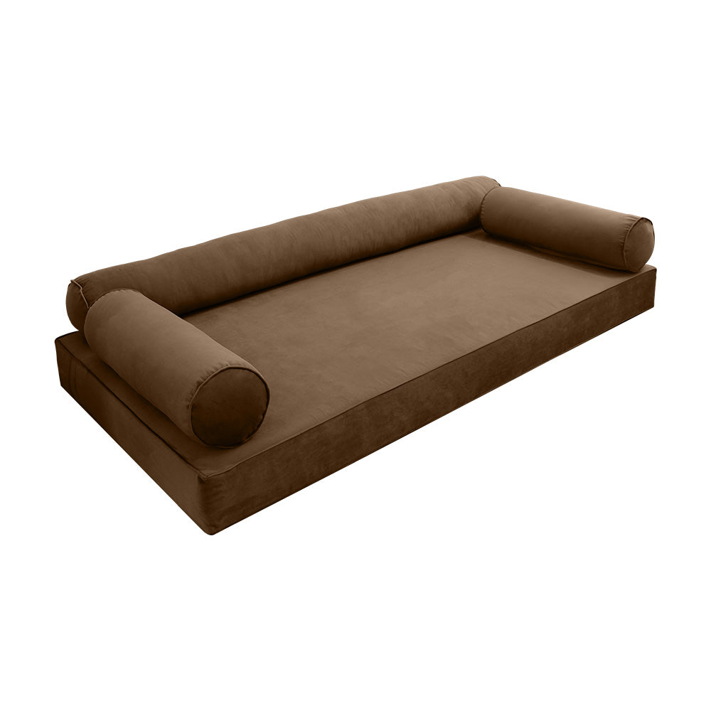 STYLE V6 - Velvet Indoor Daybed Mattress Bolster Cushion Pillow Complete Set