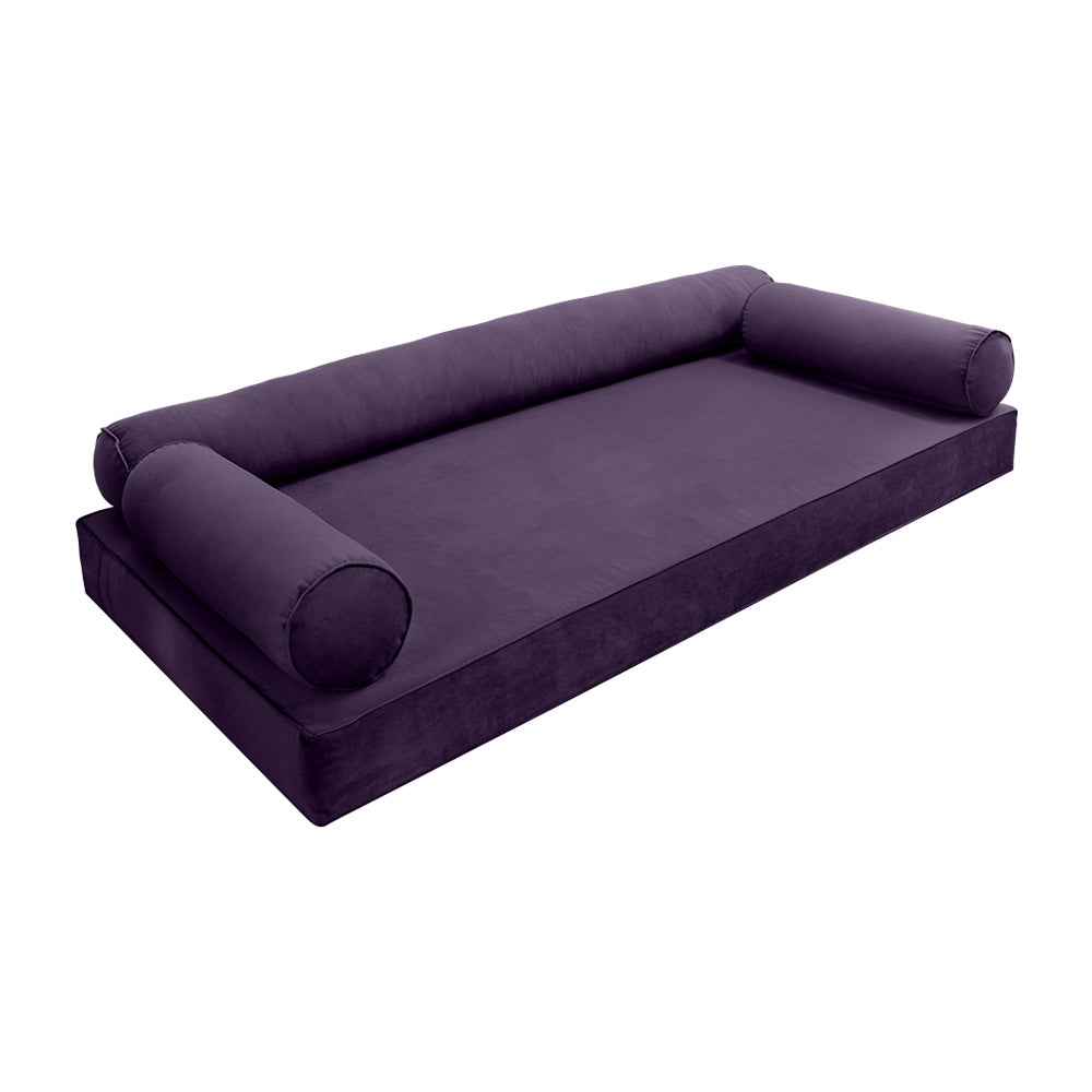 STYLE V6 - Velvet Indoor Daybed Mattress Bolster Cushion Pillow Complete Set