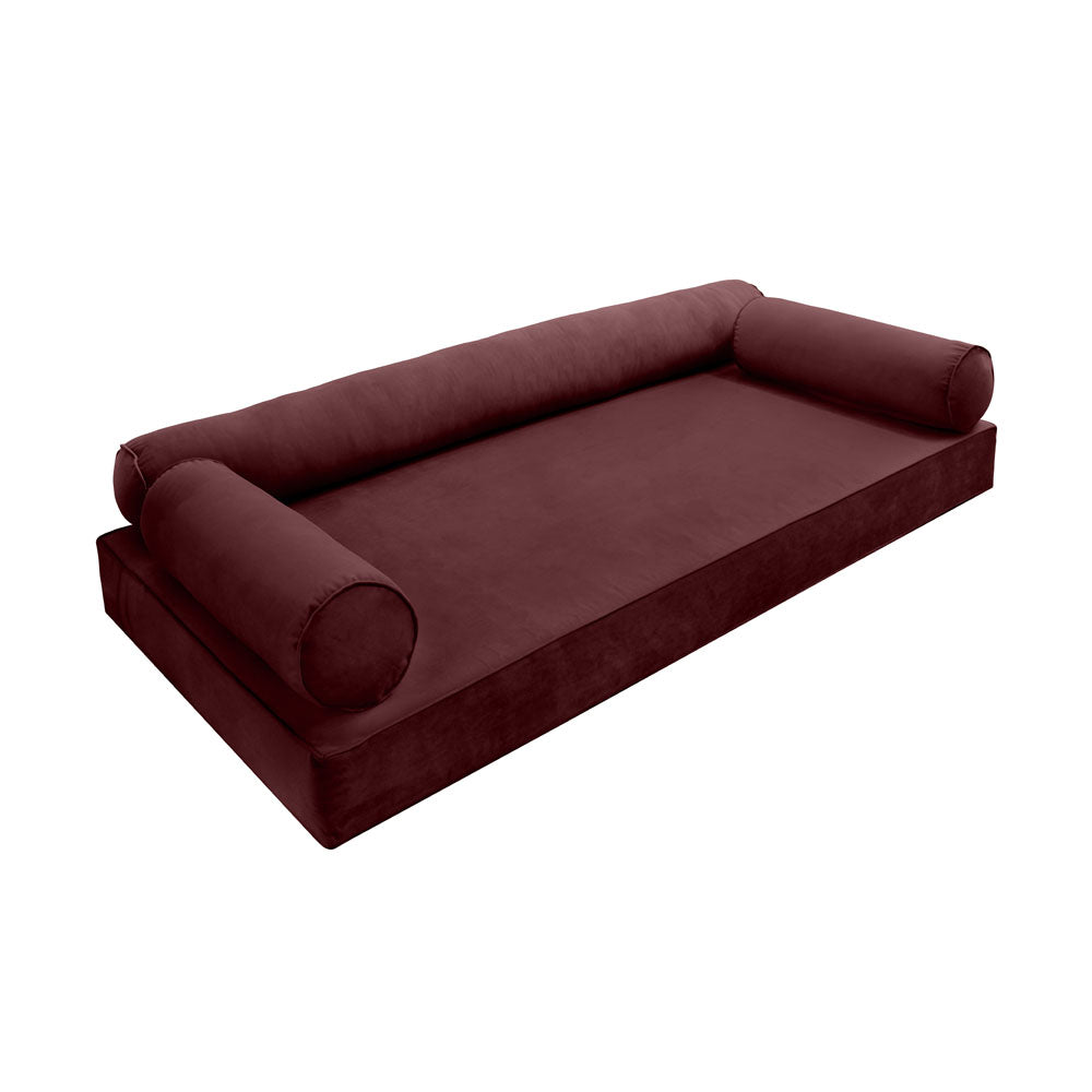 STYLE V6 - Velvet Indoor Daybed Mattress Bolster Cushion Pillow Complete Set
