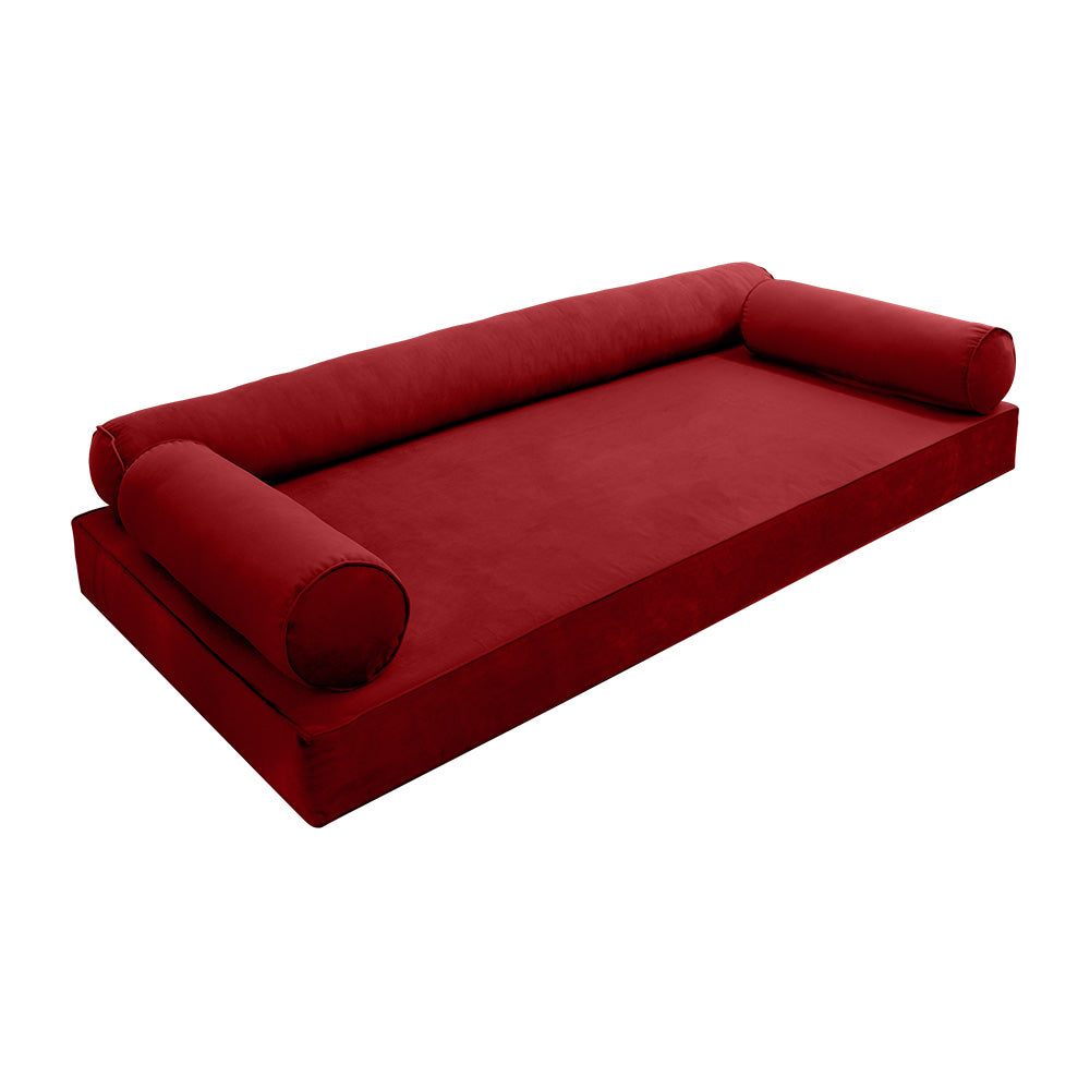 STYLE V6 - Velvet Indoor Daybed Mattress Bolster Cushion Pillow Complete Set