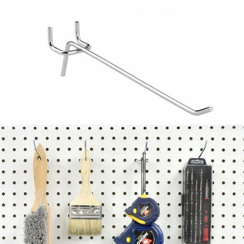 2",4",6",8" Long Peg Board Shelving Hooks 1/8" Thick Zinc Steel-PACK 20,PACK 100