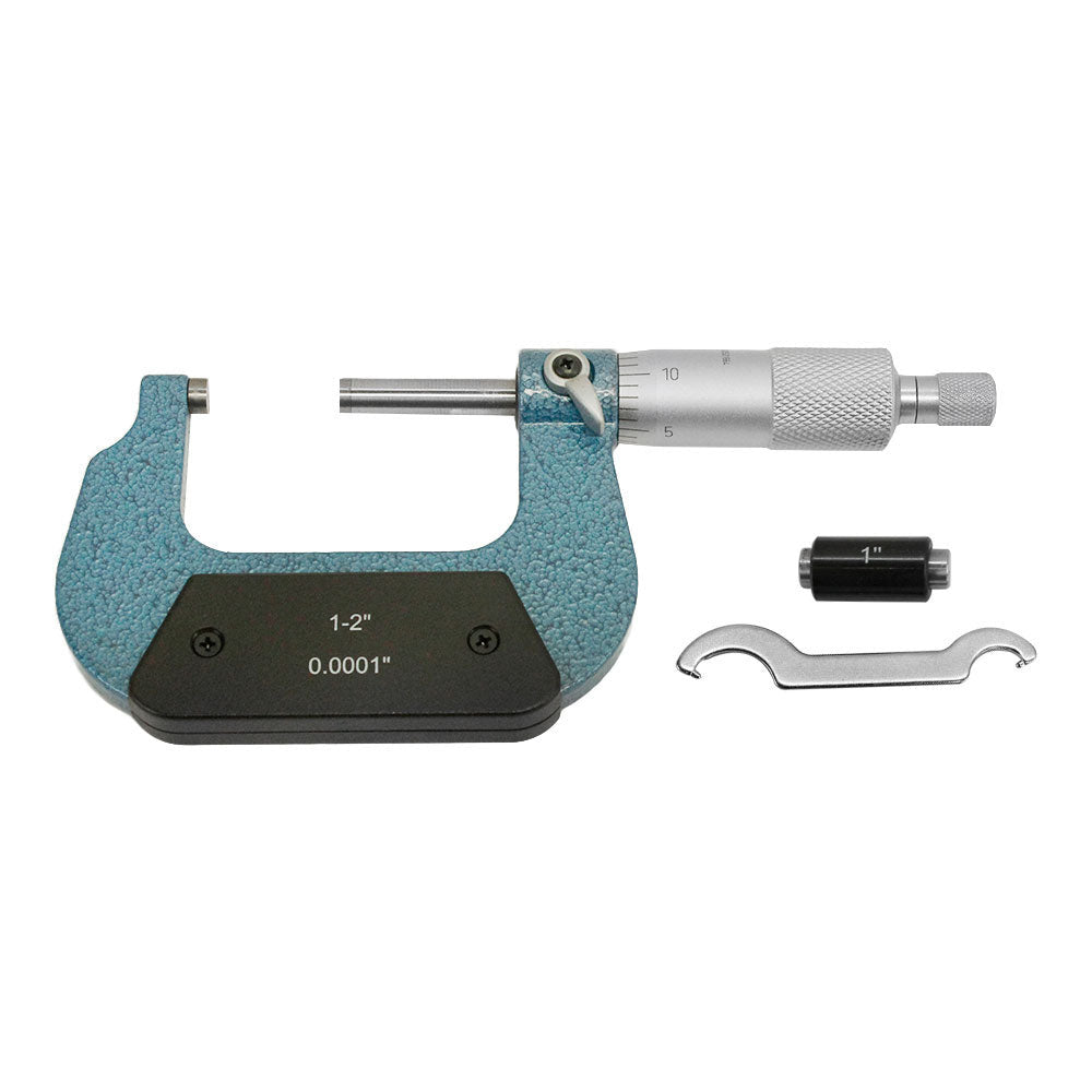 1-2" Outside Micrometer Solid Metal Frame 0.0001 Graduation Ratchet Stop