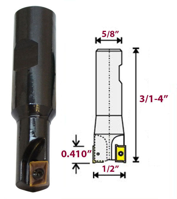 1/2'' x 5/8" 90 Degree Square Shoulder Indexable End Mill APKT Insert