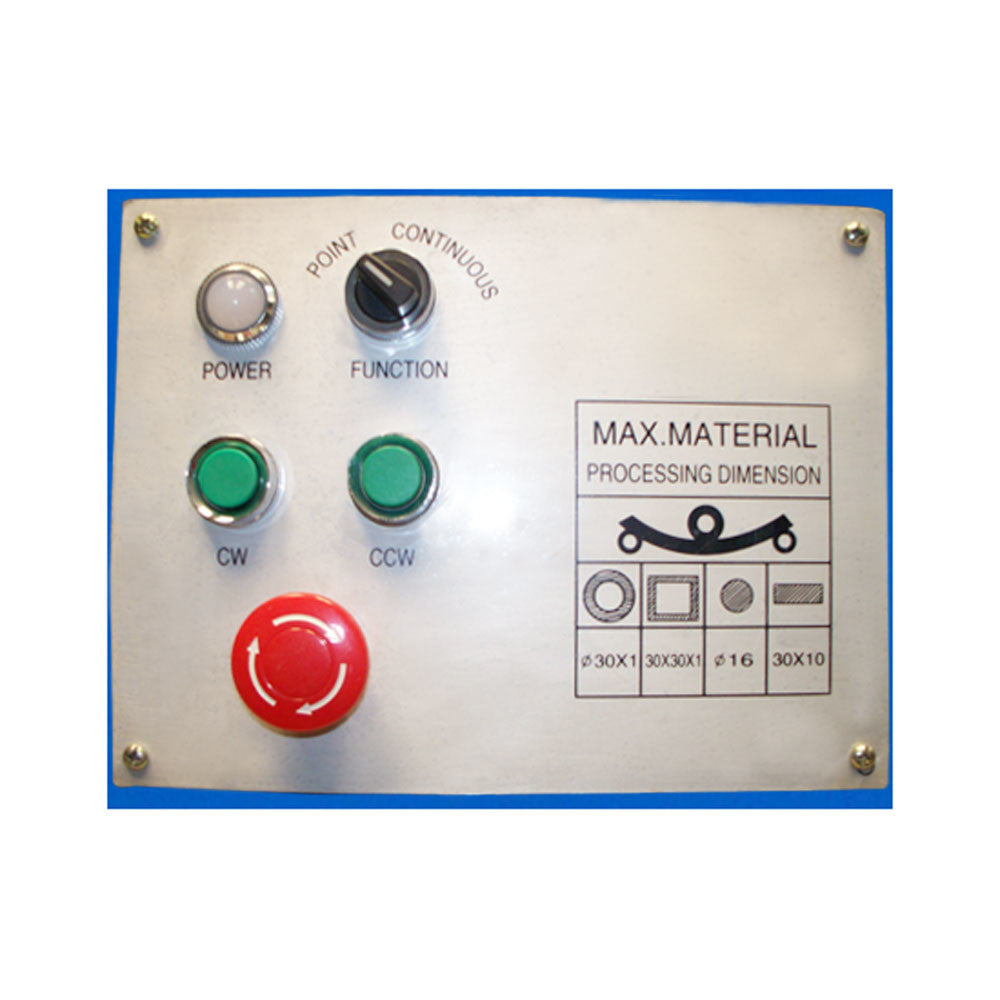 1.5 horsepower metal ring roller bender for steel bands and tubes with precision controls.