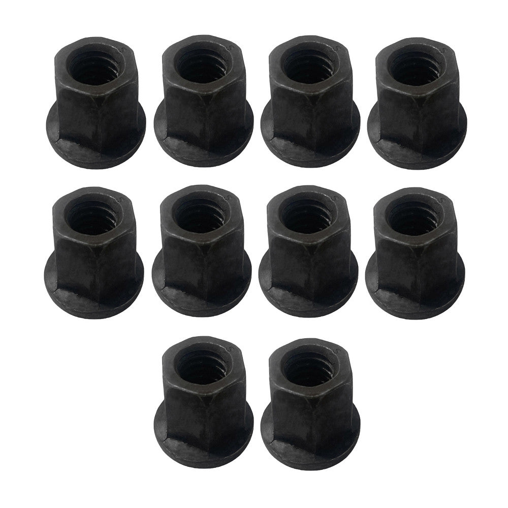 10 Pc 1/2"-13 Thread Flange Nut Steel Hex Threading Black Oxide Finish