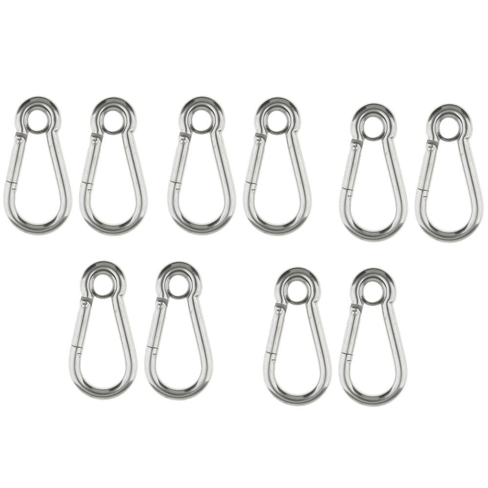 10 Pc 11/32" Boat Marine Stainless Steel Spring Snap Hook Eyelet Carabiner