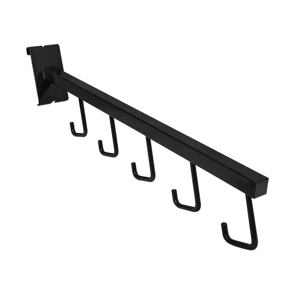 10 Pc 17-1/2''L GLOSS BLACK Gridwall 5 J Hook Waterfall Faceout Square Tube Fixture